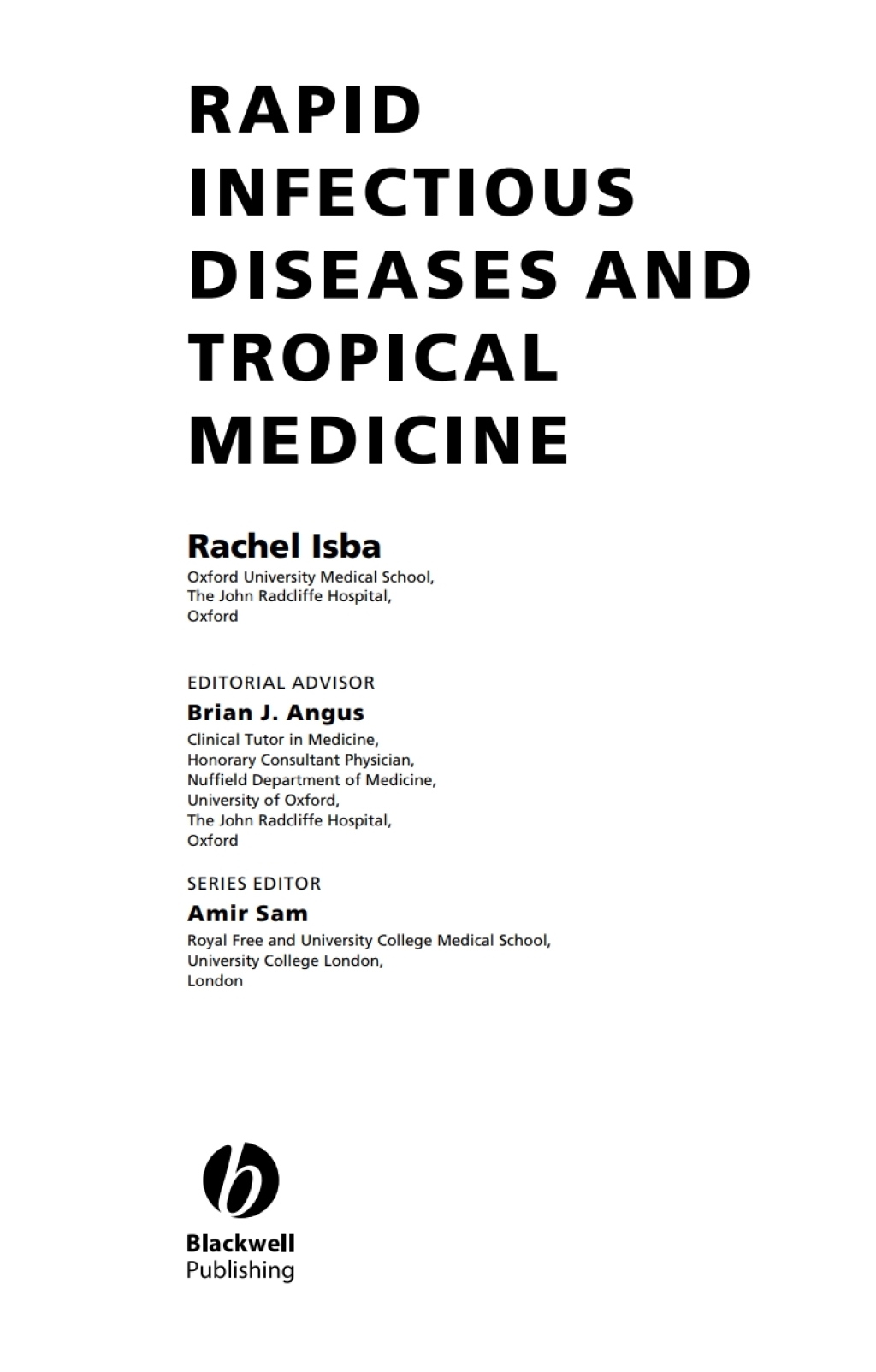 Rapid Infectious Diseases and Tropical Medicine 1st Edition