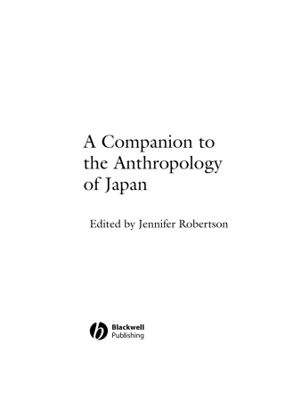 Cover image: A Companion to the Anthropology of Japan 1st edition 9781405182898