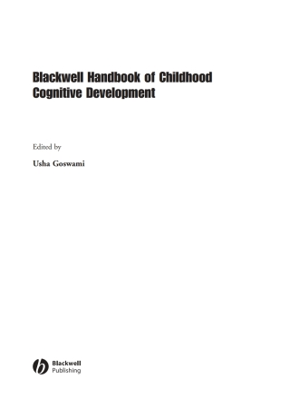 Cover image: Blackwell Handbook of Childhood Cognitive Development 1st edition 9780631218418