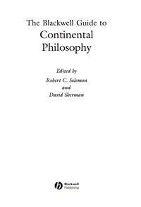 Imagen de portada: The Blackwell Guide to Continental Philosophy 1st edition 9780631221241