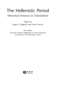 Imagen de portada: The Hellenistic Period: Historical Sources in Translation 1st edition 9781405101332