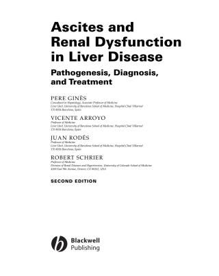 صورة الغلاف: Ascites and Renal Dysfunction in Liver Disease: Pathogenesis, Diagnosis, and Treatment 2nd edition 9781405118040