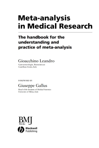 Cover image: Meta-analysis in Medical Research 1st edition 9781405127332