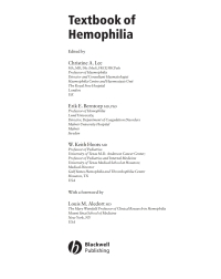Cover image: Textbook of Hemophilia 1st edition 9780470761878