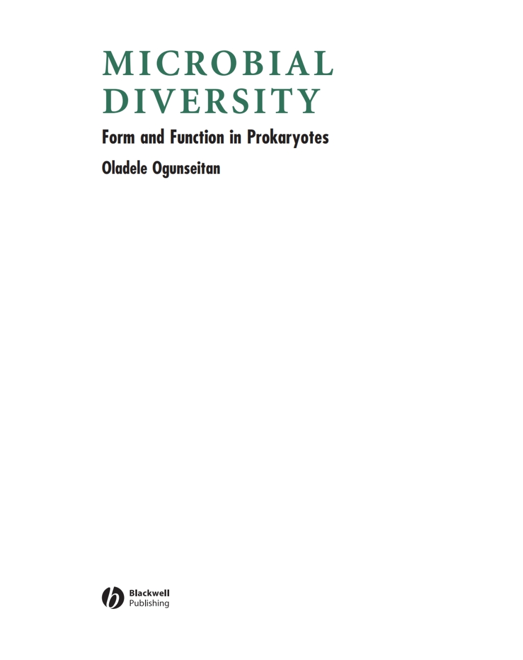 Microbial Diversity Form and Function in Prokaryotes 1st Edition