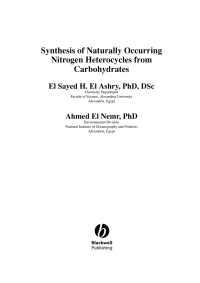 Imagen de portada: Synthesis of Naturally Occurring Nitrogen Heterocycles from Carbohydrates 1st edition 9781405129343