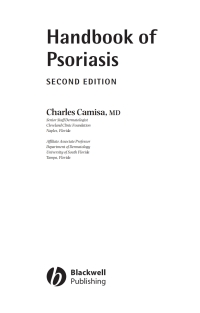 Cover image: Handbook of Psoriasis 2nd edition 9781405109277