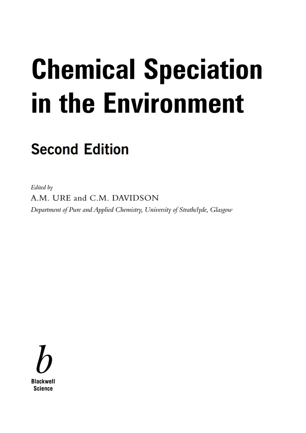 Chemical Speciation in the Environment 2nd Edition