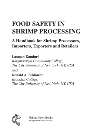 Omslagafbeelding: Food Safety in Shrimp Processing: A Handbook for Shrimp Processors, Importers, Exporters and Retailers 1st edition 9780852382707