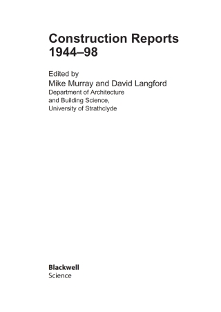 Cover image: Construction Reports 1944-98 1st edition 9780632059287