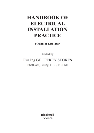 Titelbild: Handbook of Electrical Installation Practice 1st edition 9780632060023