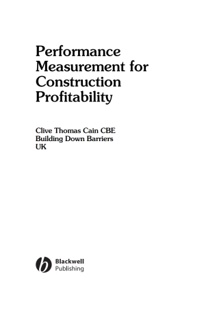 Imagen de portada: Performance Measurement for Construction Profitability 1st edition 9781405114622