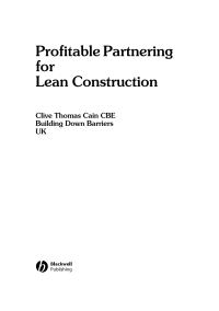 Imagen de portada: Profitable Partnering for Lean Construction 1st edition 9781405110860