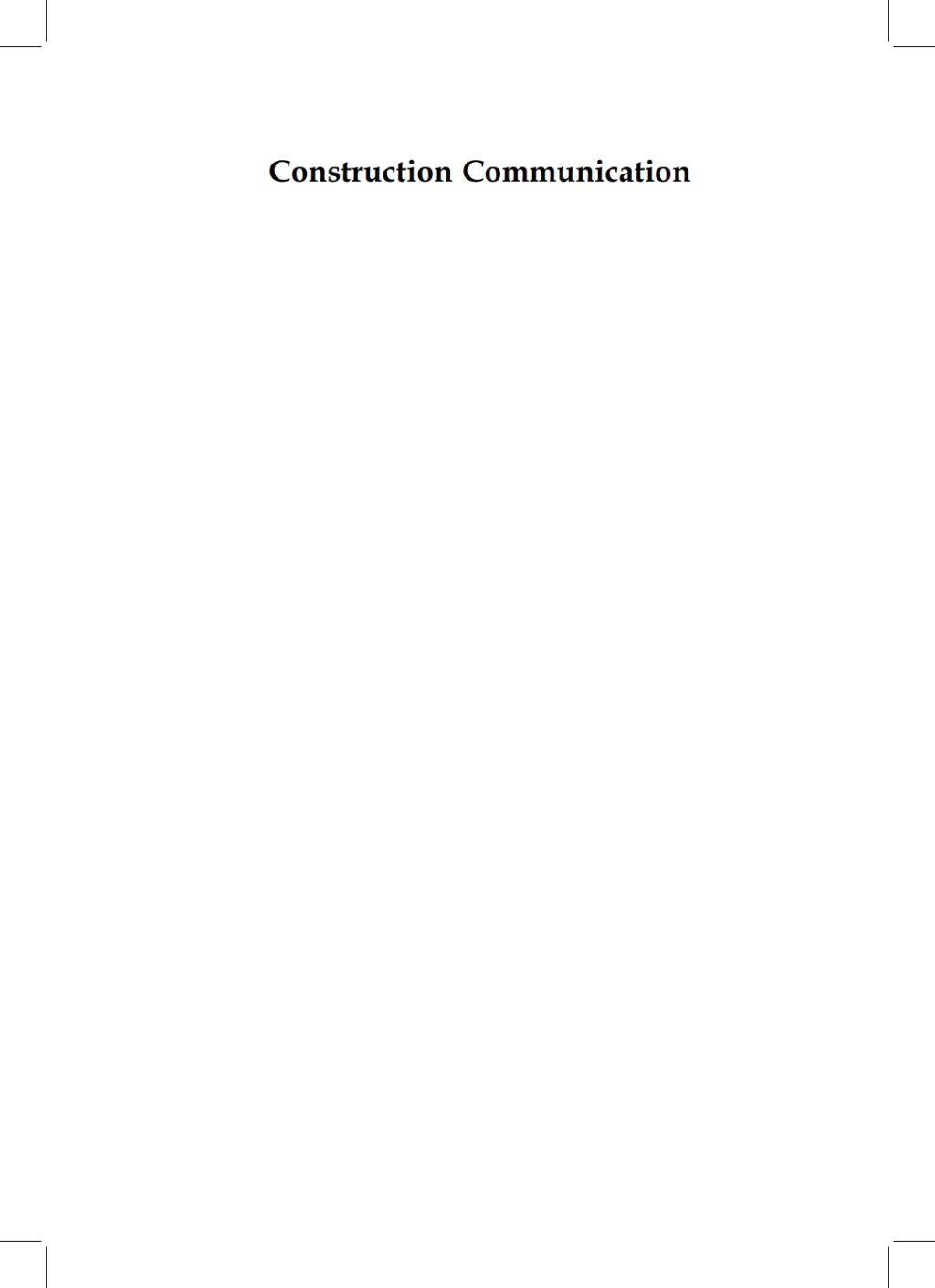 Construction Communication 1st Edition