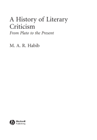 Imagen de portada: A History of Literary Criticism: From Plato to the Present 1st edition 9781405176088