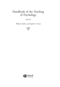 Cover image: Handbook of the Teaching of Psychology 1st edition 9780470754924