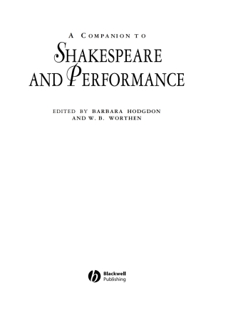 Imagen de portada: A Companion to Shakespeare and Performance 1st edition 9781405111041
