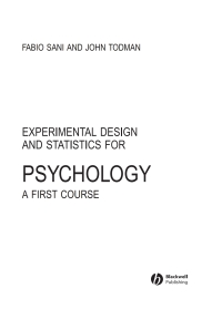 صورة الغلاف: Experimental Design and Statistics for Psychology: A First Course 1st edition 9781405100236