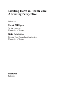 Imagen de portada: Limiting Harm in Health Care: A Nursing Perspective: A Nursing Perspective 1st edition 9780632059966