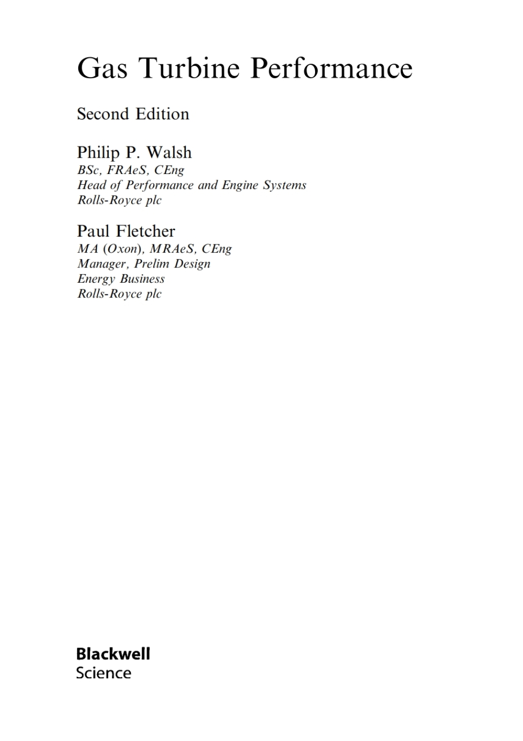 Gas Turbine Performance 1st Edition