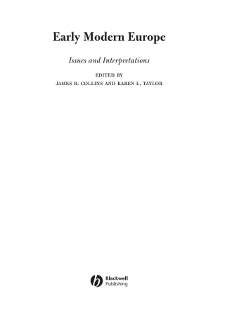 Imagen de portada: Early Modern Europe: Issues and Interpretations 1st edition 9780631228936