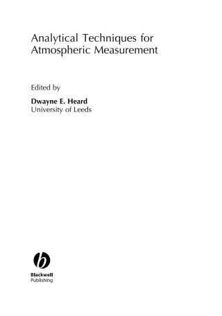 صورة الغلاف: Analytical Techniques for Atmospheric Measurement 1st edition 9781405123570