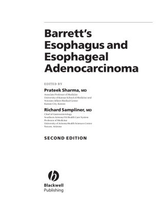 Cover image: Barrett's Esophagus and Esophageal Adenocarcinoma 2nd edition 9781405127868