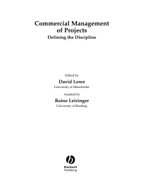 Imagen de portada: Commercial Management of Projects: Defining the Discipline 1st edition 9781405124508