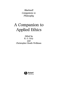 Cover image: A Companion to Applied Ethics 1st edition 9781405133456