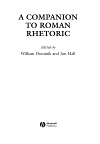 Cover image: A Companion to Roman Rhetoric 1st edition 9781405120913