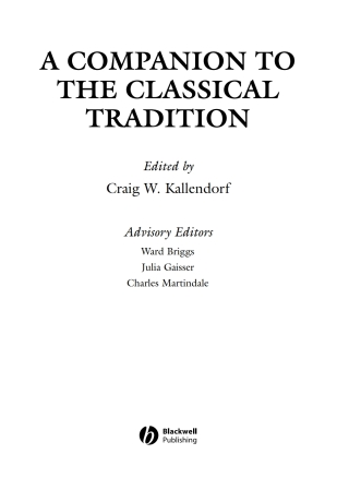 Imagen de portada: A Companion to the Classical Tradition 1st edition 9781405122948