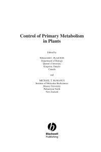 Cover image: Annual Plant Reviews, Control of Primary Metabolism in Plants 1st edition 9781405130967