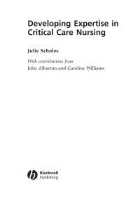 Cover image: Developing Expertise in Critical Care Nursing 1st edition 9781405117159