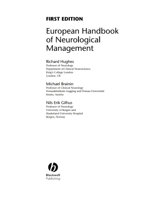 Cover image: European Handbook of Neurological Management 1st edition 9780470753279