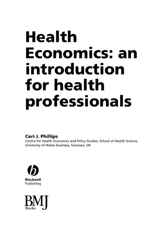 Cover image: Health Economics: An Introduction for Health Professionals 1st edition 9780727918499