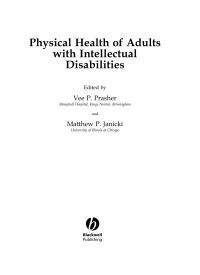 Imagen de portada: Physical Health of Adults with Intellectual Disabilities 1st edition 9781405102193