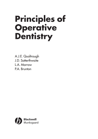 Cover image: Principles of Operative Dentistry 1st edition 9781405118217