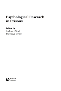 Imagen de portada: Psychological Research in Prisons 1st edition 9781405133142