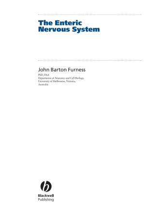 Cover image: The Enteric Nervous System 2nd edition 9781405133760