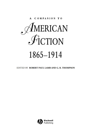 Cover image: A Companion to American Fiction, 1865 - 1914 1st edition 9781405195539