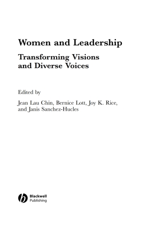 Imagen de portada: Women and Leadership 1st edition 9781405155823