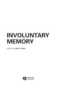 Imagen de portada: Involuntary Memory 1st edition 9781405136372