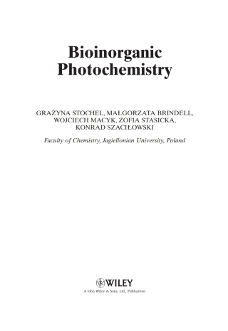 Cover image: Bioinorganic Photochemistry 1st edition 9781405161725