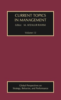 Omslagafbeelding: Current Topics in Management 1st edition 9781412808828