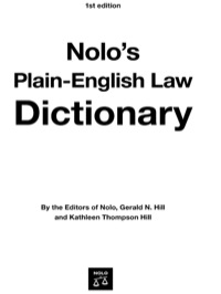 Omslagafbeelding: Nolo's Plain-English Law Dictionary 1st edition 9781413310375