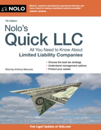 Cover image: Nolo's Quick LLC: All You Need to Know About Limited Liability Companies (Quick & Legal) 7th edition 9781413318395