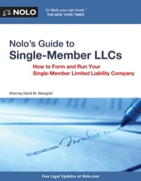 Cover image: Nolo's Guide to Single Member LLCs: How to Form and Run Your Single-Member Limited Liability Company 1st edition