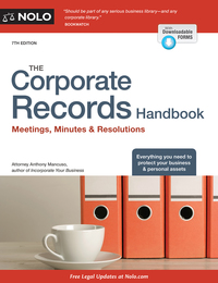 صورة الغلاف: Corporate Records Handbook, The 7th edition 9781413322590