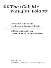 Cover image: They Call Me Naughty Lola 9781416540304