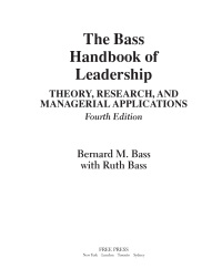 Cover image: The Bass Handbook of Leadership 9780743215527